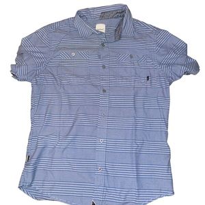 Split Co USA Men’s Button Down Short Sleeve Shirt Size Medium Blue Gray